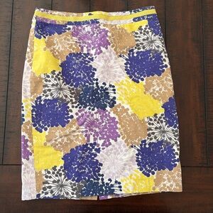 Boden Purple Blue Yellow Floral Pencil Skirt 8